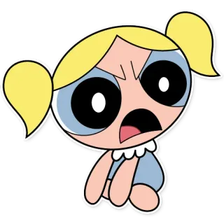 🤬 Bubbles The Powerpuff Girls Cartone animato, Ragazza, Supereroe, Arrabbiato, Codini telegram sticker