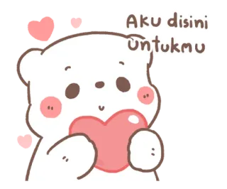 💬 Aku disini Untukmu urso, coração, fofo, amor, amizade, saudação telegram sticker