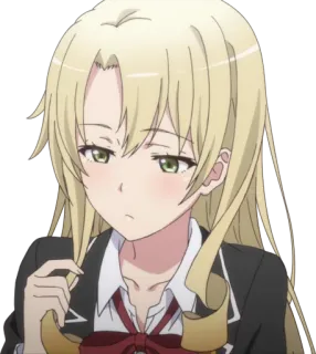 😣 Anime, Menina, Loira, Uniforme escolar, Expressão, Desenho animado telegram sticker
