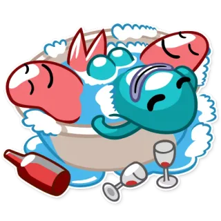 🛀 relaxing, bath, wine, cute, cartoon, chill telegram sticker