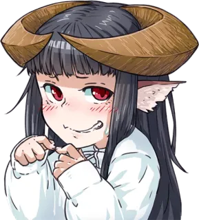 😅 anime, girl, horns, demon, cute, kawaii, manga, fantasy telegram sticker