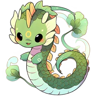 🙂 Drache, niedlich, Cartoon, kawaii, Fantasy, mythisch, grün, Tier telegram sticker