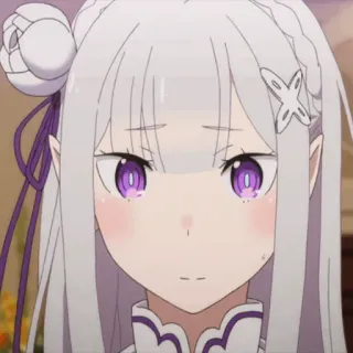🤍 Emilia Anime, Re Zero, Emilia, Sticker, Cartone animato telegram sticker