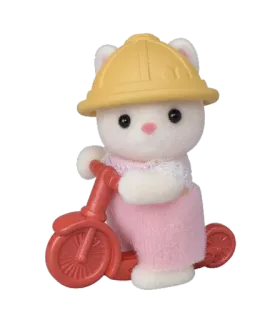 🐰 toy, figure, cat, yellow helmet, child, pink, tricycle telegram sticker