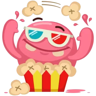 ☺️ Мультфильм, Монстр, Попкорн, 3D, Фильм, Развлечения telegram sticker