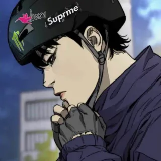 🚲 Suprme Аниме, Персонаж, Wind Breaker, Шлем, Supreme, Наклейка telegram sticker