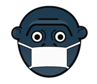 🦍 ลิง, เอป, หน้ากาก, หน้ากากอนามัย, อิโมจิ, การ์ตูน telegram sticker