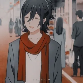 🖤 xxuai.m 动漫, 男孩, 围巾, 微笑, 休闲, 夹克 telegram sticker