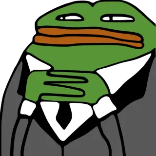 🤵 Pepe the Frog pepe, 青蛙, 表情包, 西装, 思考 whatsapp sticker