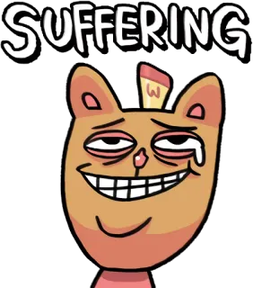 😌 SUFFERING dessin animé, souffrance, chat, dessin, mème telegram sticker