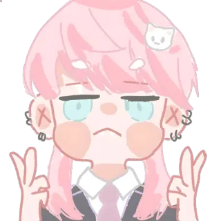 👾 personagem, adesivo, fofo, cabelo rosa telegram sticker