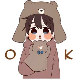 👌 OK boy, bear, cute, ok, cartoon telegram sticker