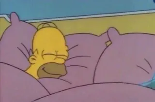 😴 Homer Simpson The Simpsons Гомер, Симпсоны, спящий, мультфильм, анимация, подушка, кровать whatsapp sticker