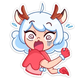 😳 мультфильм, аниме, стикер, выражение, девушка, олень, персонаж whatsapp sticker