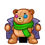 👯 teddy bear, toy, stuffed animal, cartoon, cute, scarf, buttons, coat telegram sticker