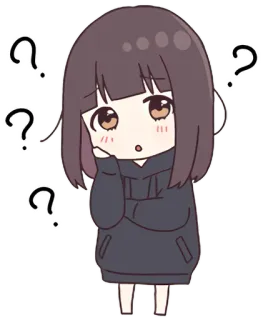 🤔 Anime, Chica, Confundida, Signo de interrogación, Linda, Pensando, Dibujo animado telegram sticker