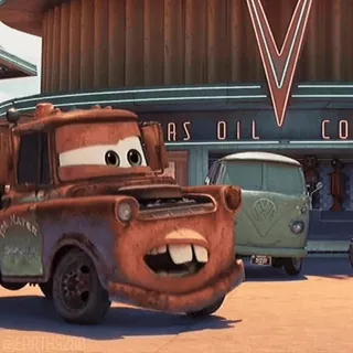 😁 Mater Cars Dessin animé, Dépanneuse, Film, Véhicule, Anthropomorphe, Voitures, Disney, Pixar telegram sticker