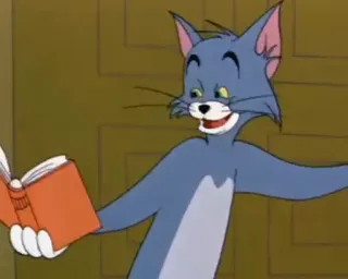 😀 Tom Tom and Jerry cartoon, cat, book, happy, smile telegram sticker