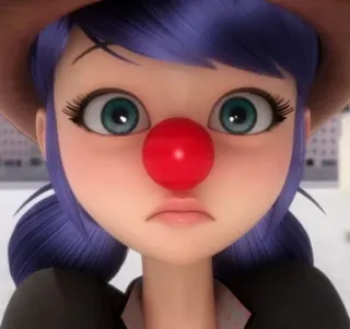 🤡 Marinette kartun, gadis, Marinette, Miraculous Ladybug, hidung badut whatsapp sticker