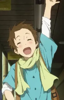 🍂 Anime, Ragazzo, Felice, Che saluta, Cartone animato telegram sticker