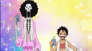 😌 Brook, Luffy One Piece anime, cartoon, one piece, brook, luffy whatsapp sticker