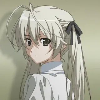 😶 动漫女孩, 长发, 马尾辫, 黑色丝带, 卡通 telegram sticker