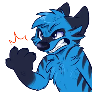 😡 兽人, 动物, 卡通, 狼, 角色, 蓝色, 生气 telegram sticker