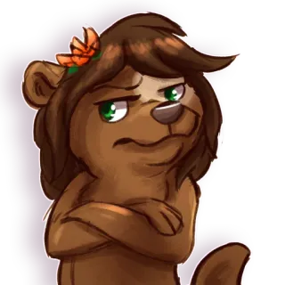 😒 หมี, การ์ตูน, สัตว์, ดอกไม้, น่ารัก, ดิจิทัลอาร์ต telegram sticker