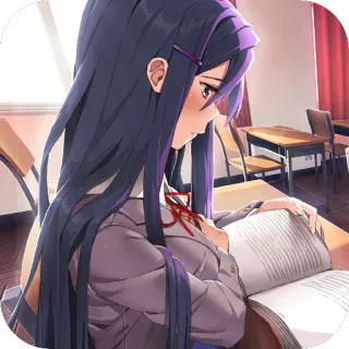 🙁 Yuri Doki Doki Literature Club! Anime, Schulmädchen, Lesen, Yuri, Doki Doki Literature Club telegram sticker