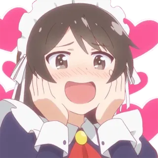 😍 Anime, Maid, Imut, Hati, Senang telegram sticker