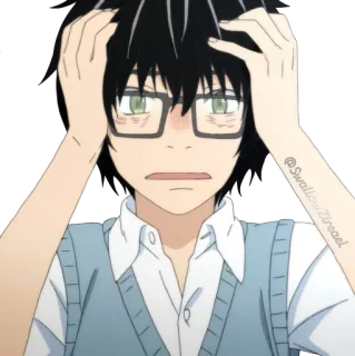 😖 Swallow Zireael anime, con trai, kính, lo lắng, căng thẳng, hoạt hình, nhân vật telegram sticker