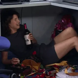 🏒 person, wine, drinking, messy, office, cubicle telegram sticker