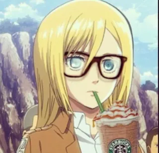 😎 Krista Lenz Attack on Titan Anime, Attack on Titan, Krista Lenz, Starbucks, Bebida, Fanart whatsapp sticker