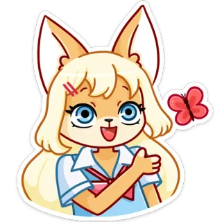 🦋 アニメ, 狐娘, かわいい, キャラクター, 漫画, マスコット whatsapp sticker