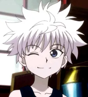 😉 Killua Hunter x Hunter アニメ, カートゥーン, 男の子, ウインク, キルア, Hunter x Hunter telegram sticker