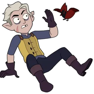 😬 Hunter The Owl House dibujos animados, personaje, The Owl House, Hunter, pájaro, mago telegram sticker