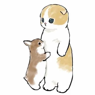 💗 kot, królik, zwierzę, przyjaźń, słodki, kawaii, zwierzak telegram sticker