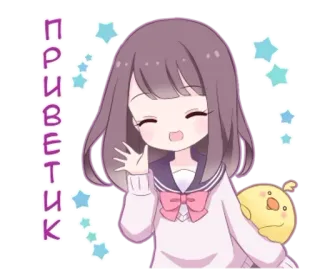 👋 ПРИВЕТИК saludo, anime, chica, kawaii, hola, saludo telegram sticker