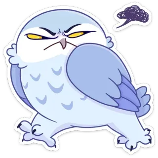 😒 gufo, arrabbiato, cartone animato, uccello, carino, divertente, emoji, adesivo telegram sticker