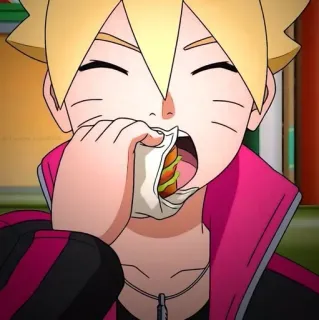 🍔 Boruto Uzumaki Boruto อนิเมะ, โบรูโตะ อุซึมากิ, กิน, อาหาร, แซนวิช telegram sticker