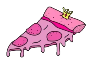 👑 Pizza, Essen, Rosa, Krone, Stück, Cartoon telegram sticker