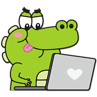 💻 cartoon, crocodile, computer, laptop, animal, cute, funny telegram sticker