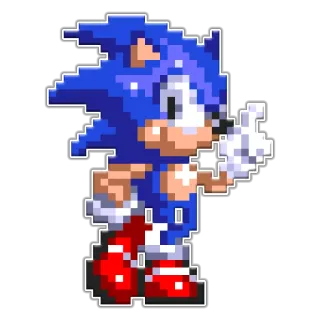 ✌ Sonic Videojuego, Pixel art, Erizo azul, Dedo corazón, Sonic the Hedgehog telegram sticker