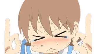 😖 Anime, Sudore, Nervoso, Preoccupato, Personaggio, Meme telegram sticker