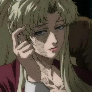 👉 Anime, Frau, Blond, Narben, Verletzt whatsapp sticker