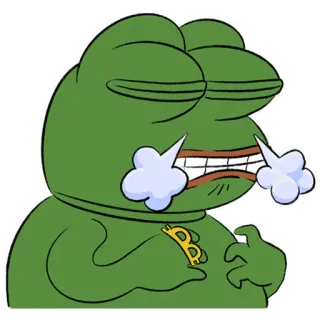 😤 Pepe the Frog ペペ, カエル, ネットミーム, ビットコイン, ゴールドチェーン, ドヤ顔 telegram sticker