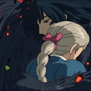 ⚜ Howl Howl's Moving Castle El castillo ambulante, Anime, Abrazo, Studio Ghibli, Fantasía telegram sticker