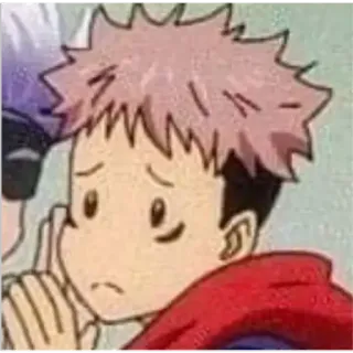 🙂 Yuji Itadori Jujutsu Kaisen anime, manga, character, sad, distressed whatsapp sticker