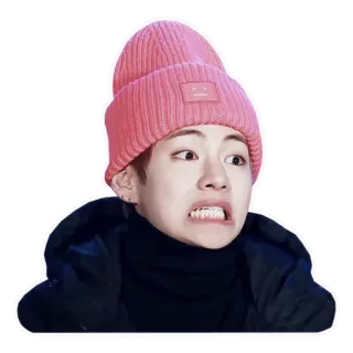 😬 persona, berretto, divertente, ritratto, K-Pop, idol telegram sticker