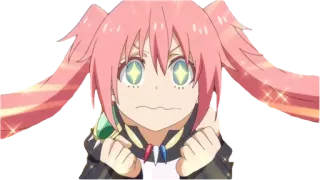🤩 Milim Nava That Time I Got Reincarnated as a Slime Anime, Milim Nava, Slime, Reencarnado como slime, Lindo, Pelo rosa whatsapp sticker